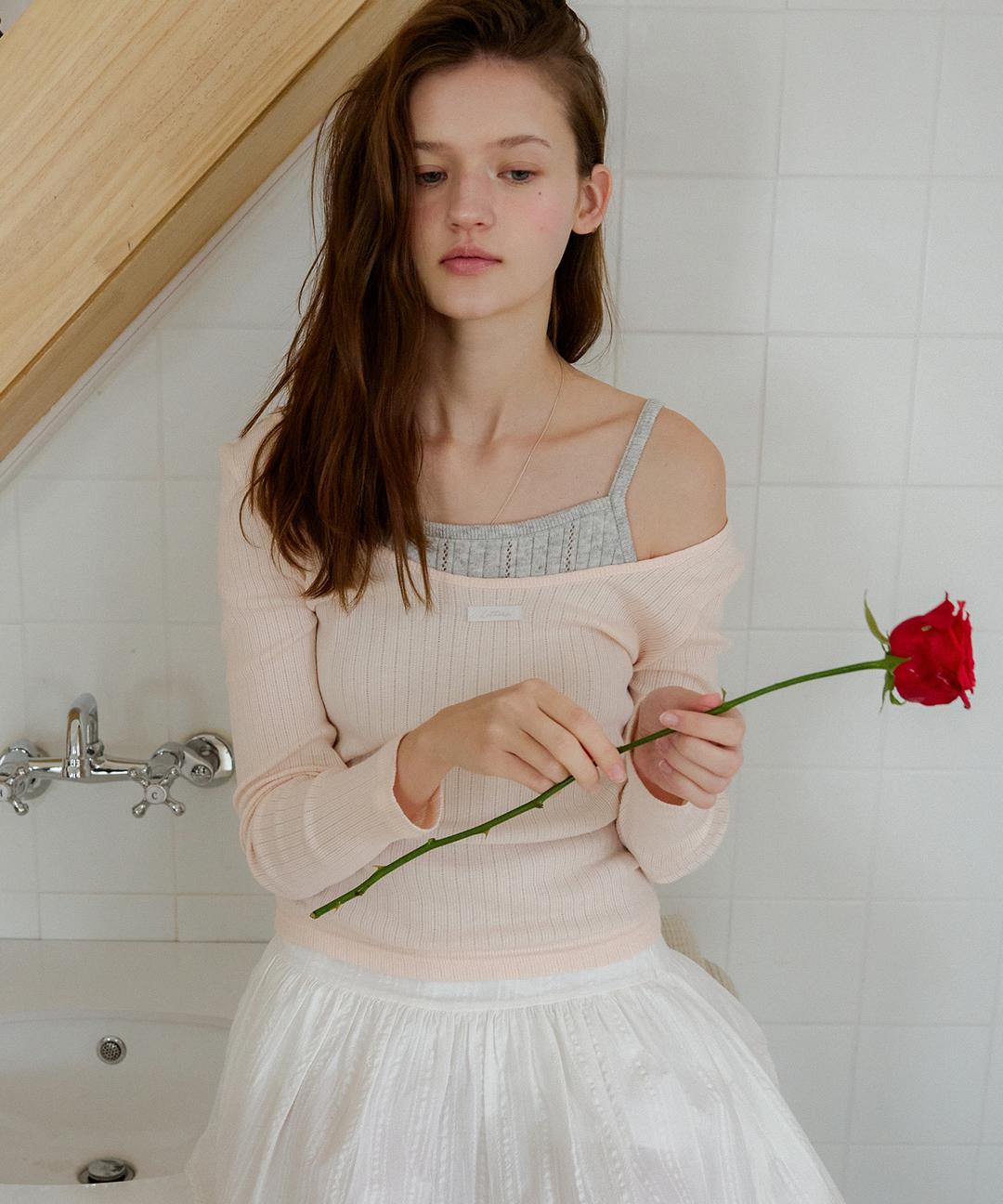 [3/28 순차배송] Letters Two-way Slim T-shirts ( Pink )