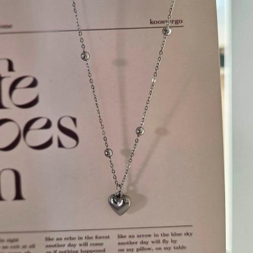 미니 통통 하트 써지컬스틸 목걸이 볼체인 데일리