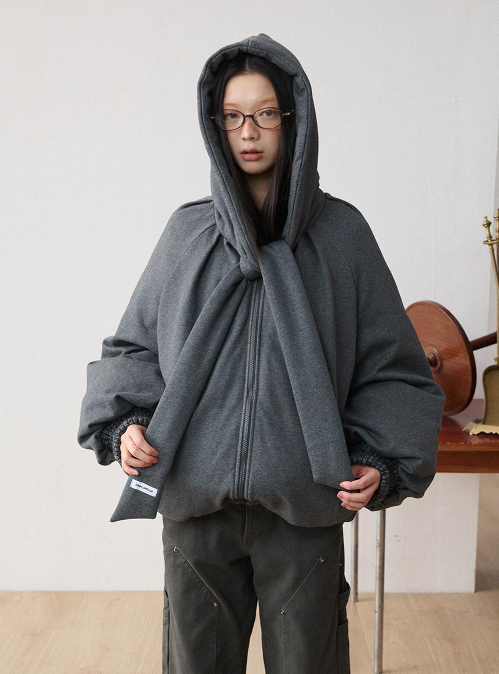 Terry Cotton Hooded Puffer Down Jacket