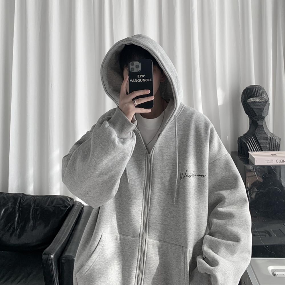 남녀공용 오버핏 레터링 후드 집업 MR702