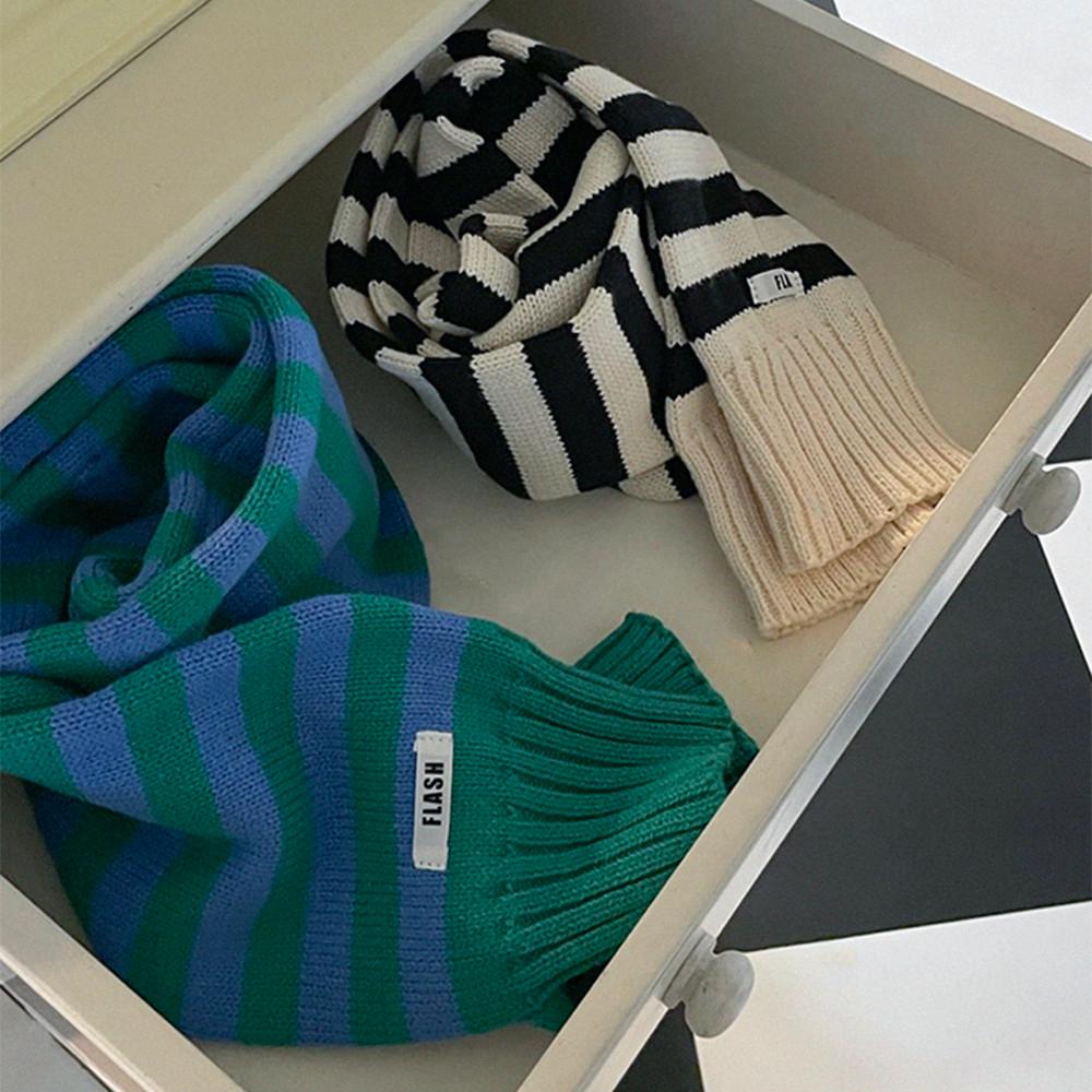 펠트 스트라이프 단가라목도리 니트머플러 포인트 목도리