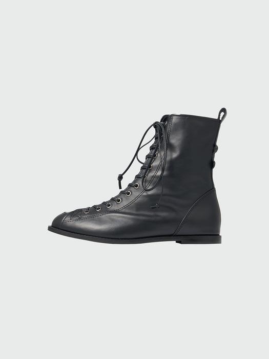XADIE Lace-Up Flat Boots - Black