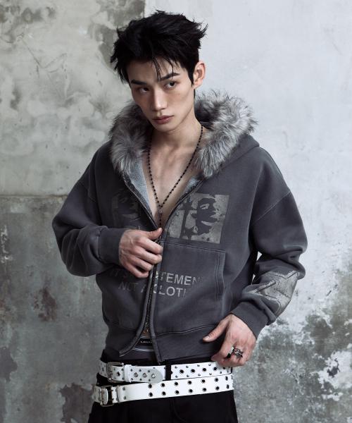 [0088] 폭스 퍼 스타 프린트 후드 집업 - 차콜