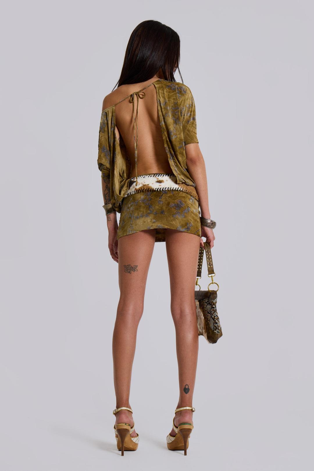 Ophidian Devore Backless Mini Dress - UK 4 / Green