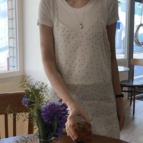 도트 쉬폰 뷔스티에 원피스