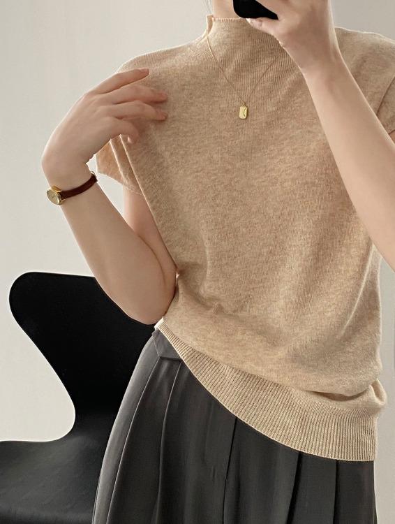 르벤 하프넥 반팔 니트