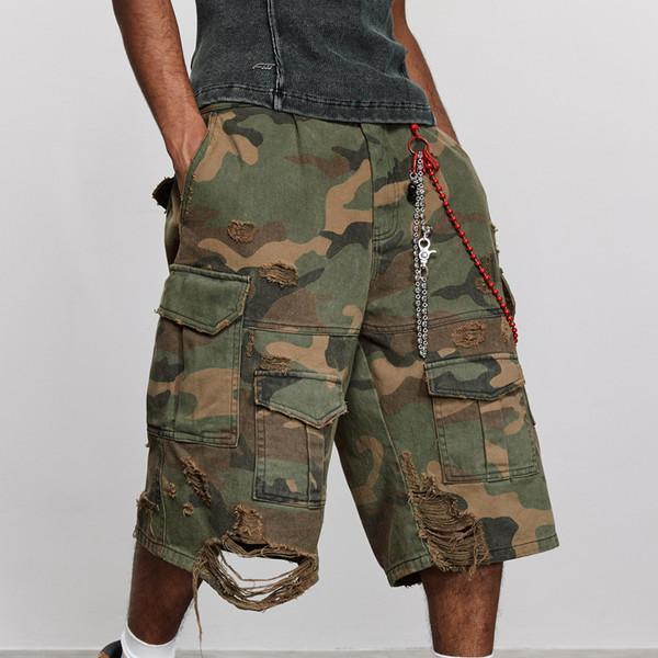 destroyed camouflage stonewashed distressed shorts