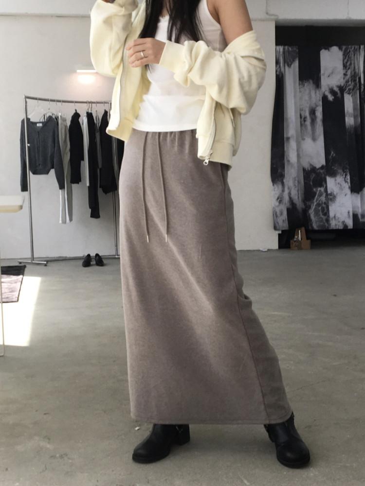 브라운 데일리 밴딩스커트