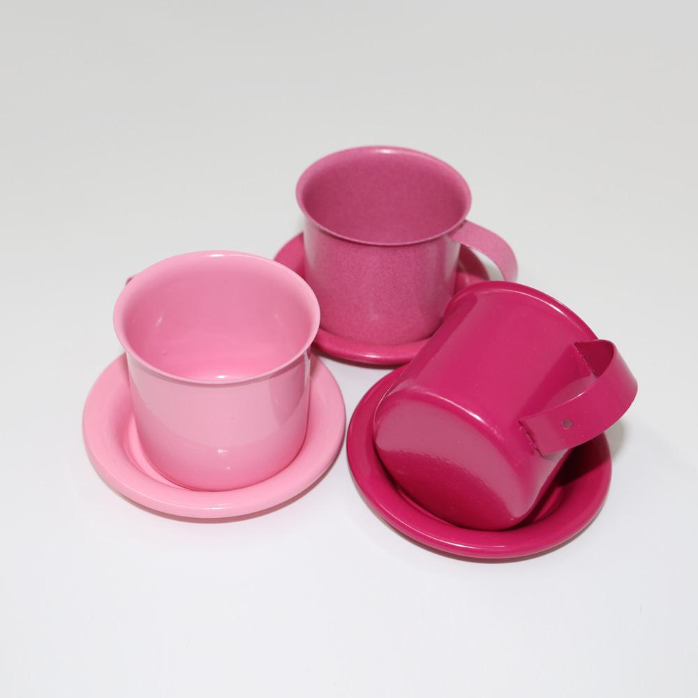 Enamel Espresso Cup with Mini Saucer (Pink Series)