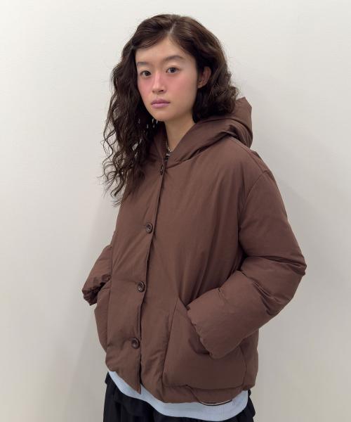 Cotton Hooded Puffer Jacket [Brown]