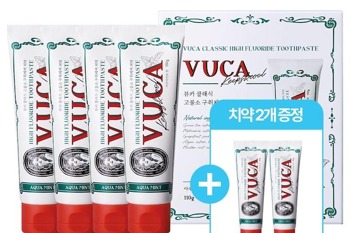 클래식 고불소 구취케어치약 아쿠아민트향 110g 4개 + 구취케어 2개 증정