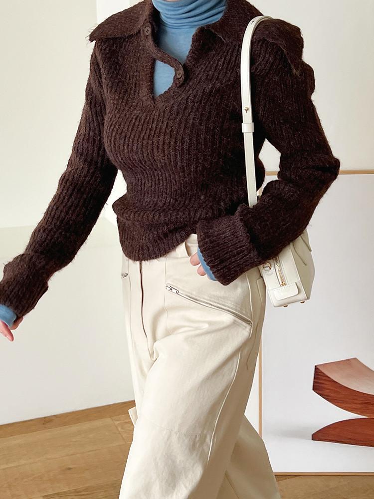 그라데이션 보카시 카라 니트 / Wruf