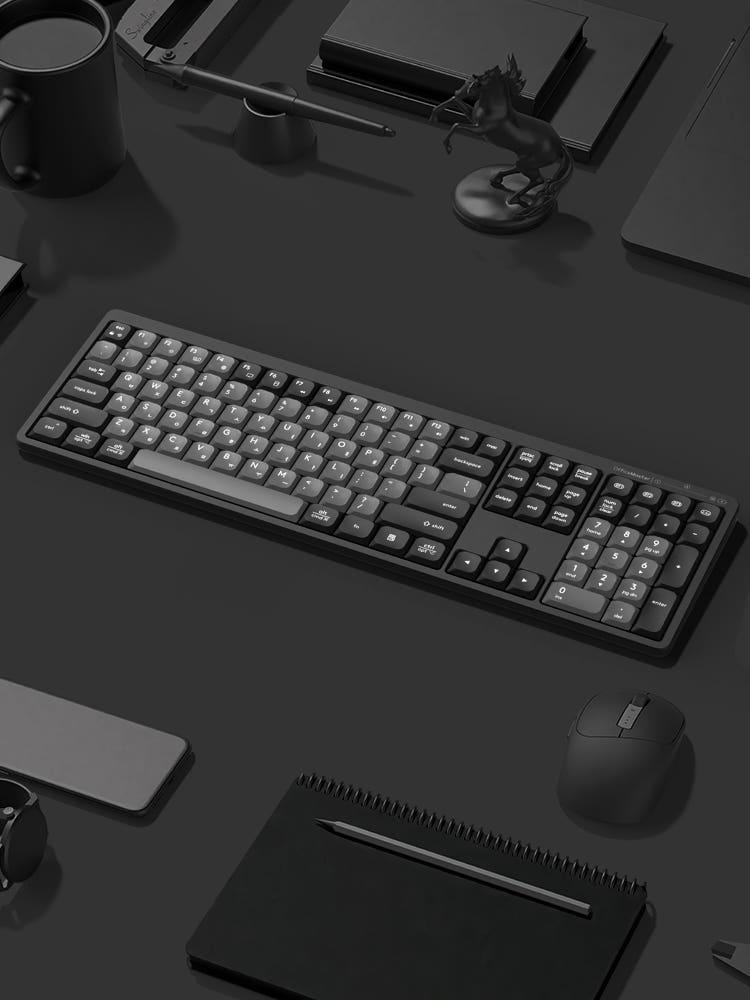 GK698 OfficeMaster 3모드 저소음 유무선 사무용 키보드 그라파이트 블랙, 펜타그래프