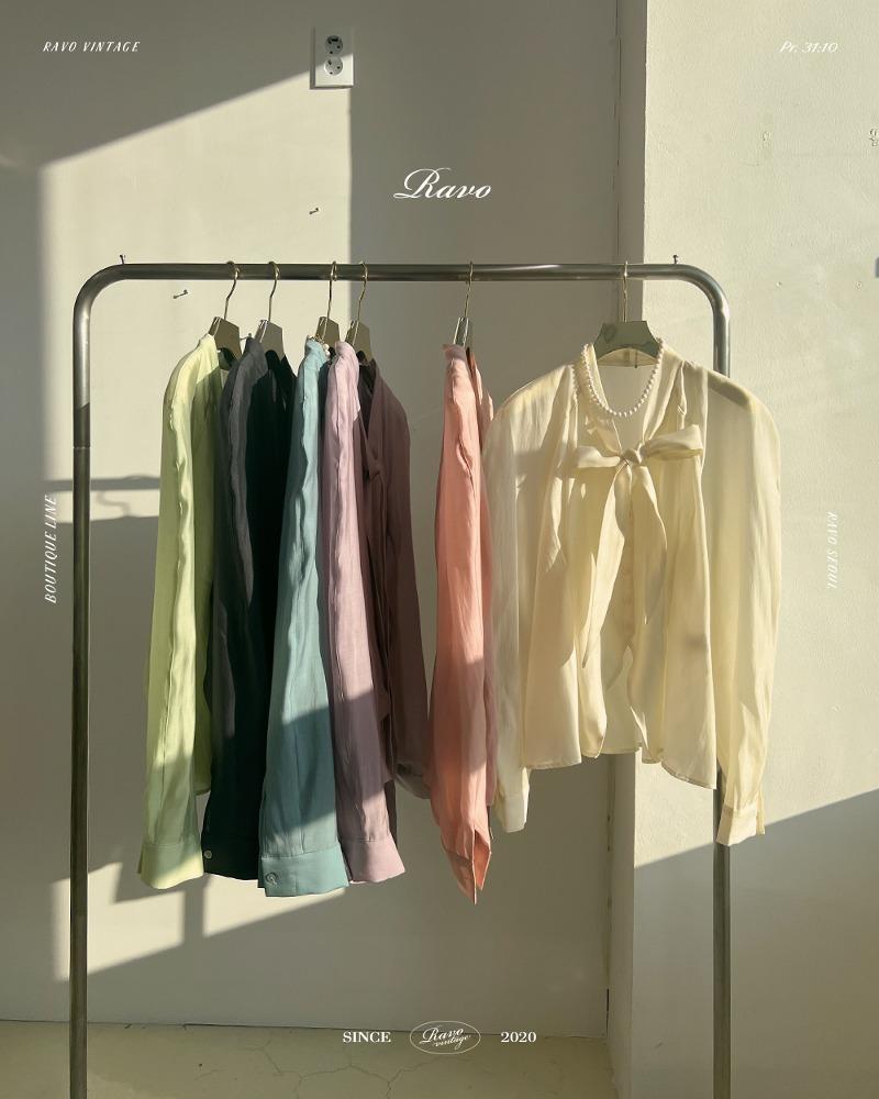 Bouny 뷔니 ribbon blouse 리본 블라우스 - 텐셀 100%