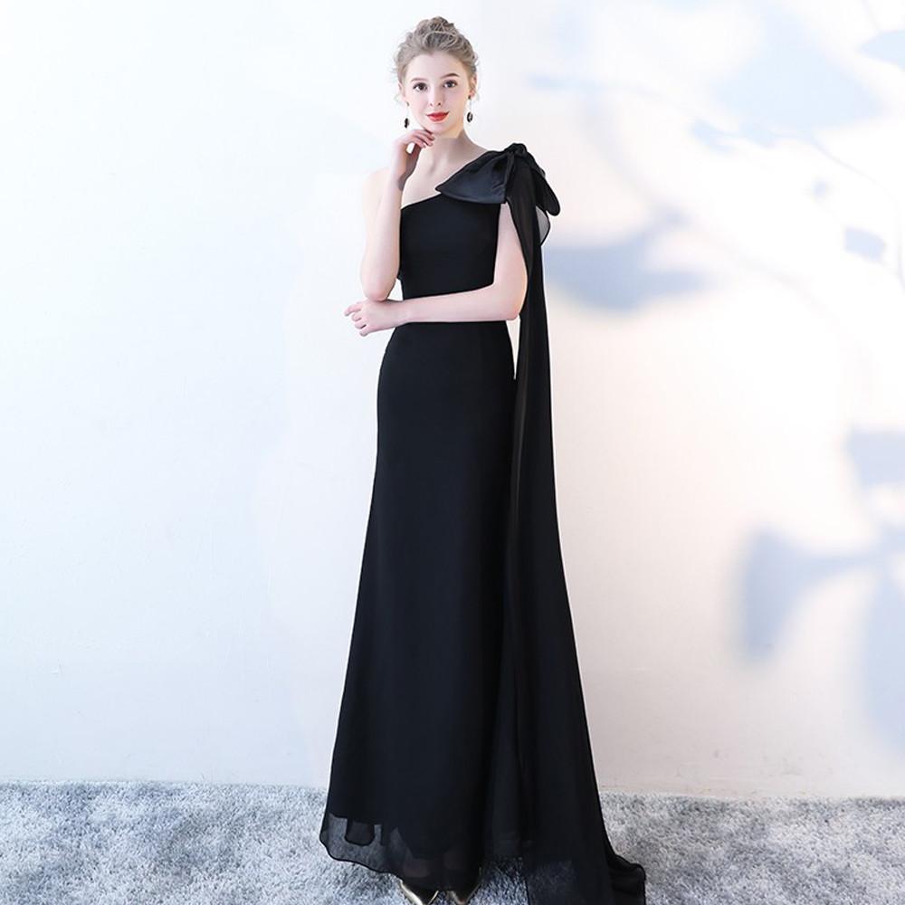 블랙드레스 스몰 셀프 웨딩 이브닝 파티 사진 촬영 2부 연예인 롱 드레스 wsd476