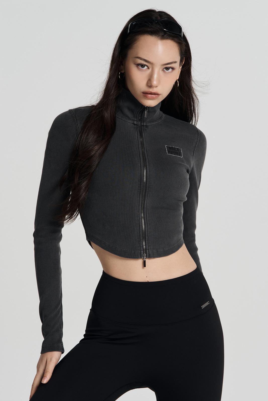 우먼스 피그먼트 하이넥 집업 (Pigment Charcoal)