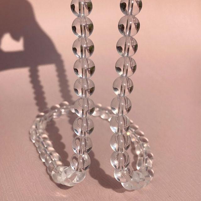 하우쏘베리 여름 투명 원석 우레탄 포인트 롱 목걸이