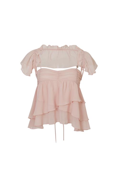 페인오어플레져(PAINORPLEASURE)  ELLA CAPE BLOUSE pink - 사이즈 & 후기 | 무신사