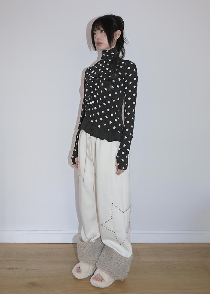STUDDED UGG STRING PANTS VANILLA