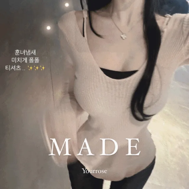 [자체제작*숮ST*페미닌끝판왕🩰2way]숮 안무영상st 우유듬뿍🍓🍼 쫀쫀 골지 브이넥 니트