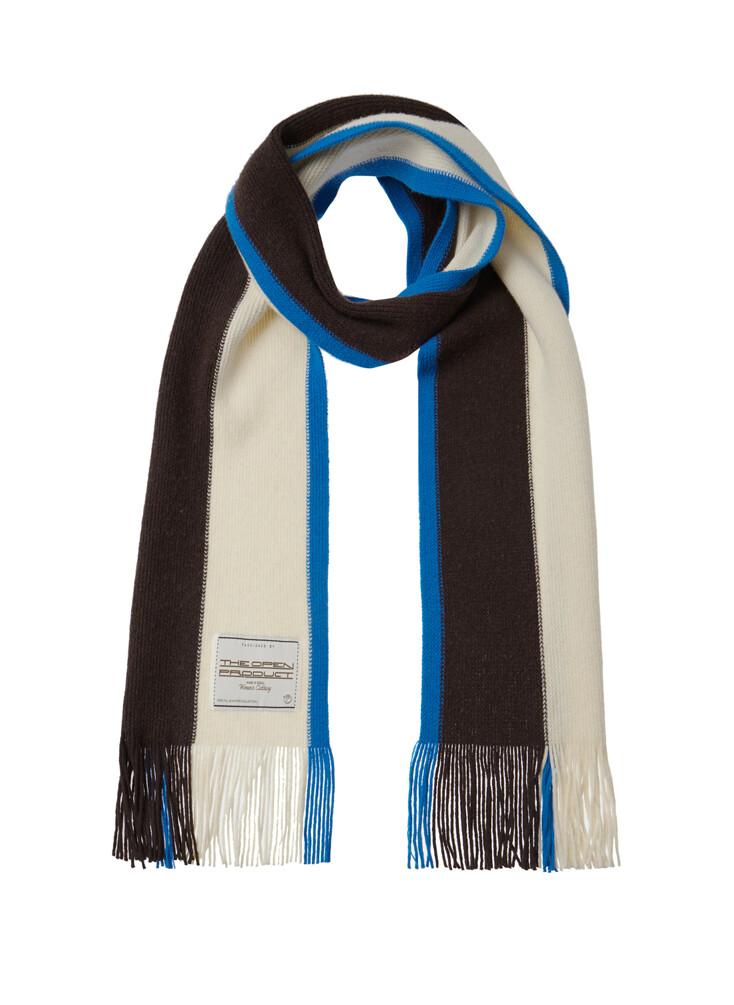 FRINGE STRIPE MUFFLER, BLUE