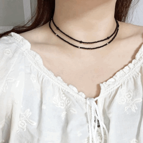 Black simple point beads necklace (6type)