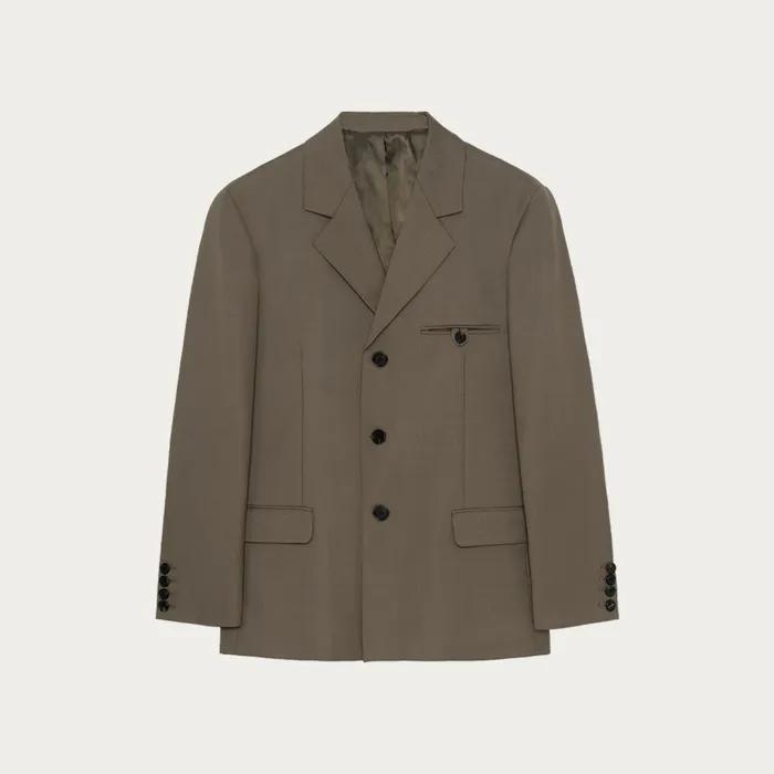 wool lip detail blazer (brown)