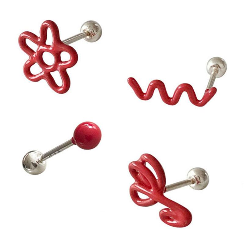 Rainbow doodle piercing (Red)