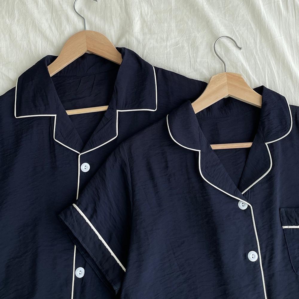 [냉감소재] 인견잠옷 에어핏 심플 네이비 커플잠옷 여름 파자마