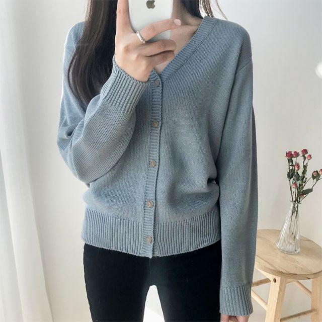 심플브이넥가디건