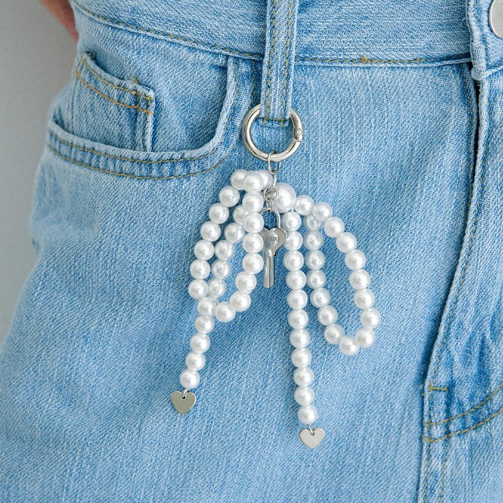 PEARL HEART KEYLING / SILVER