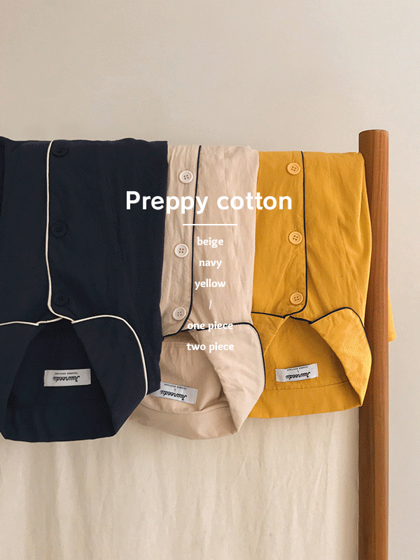 [3천장 돌파] J’eu 프레피 코튼 파자마세트 3color, 2type