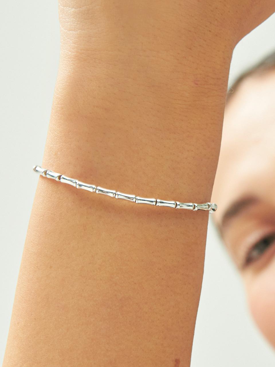 유니제이[Silver 925]뱀부 라인 실버 팔찌 Ib251