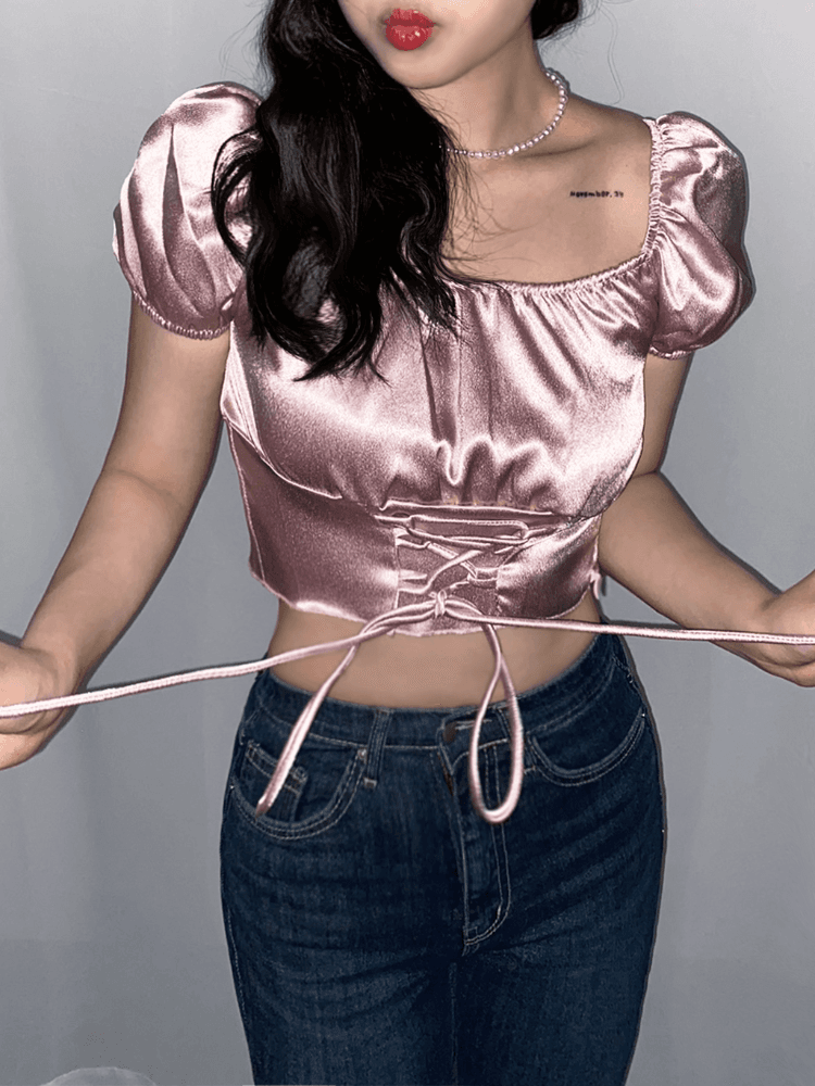 프린세스 실크 코르셋 블라우스