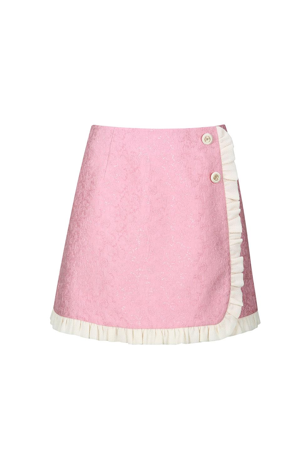 JACQUARD LACE SKIRT - PINK