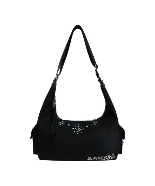 Multi Studded Logo Cross Bag (Black)