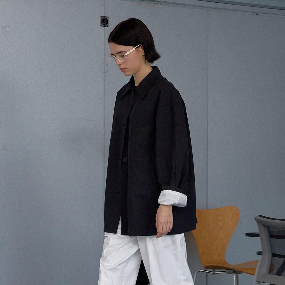 button half coat - black