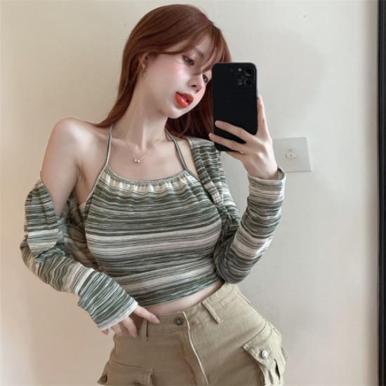 [CM] 우주라이크 스트라이프 나시 가디건 set