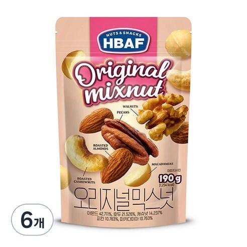 바프 넛츠앤스낵스 오리지널 믹스넛, 190g, 6개 - 혼합견과/믹스넛 | 쿠팡