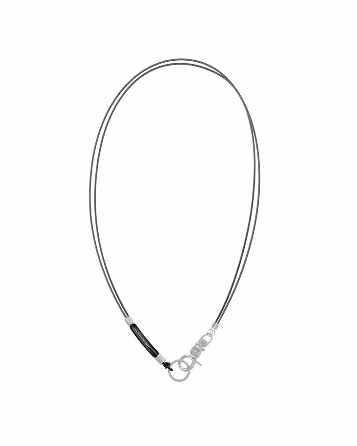Tiny 3way Leather Necklace (Metal Gray)