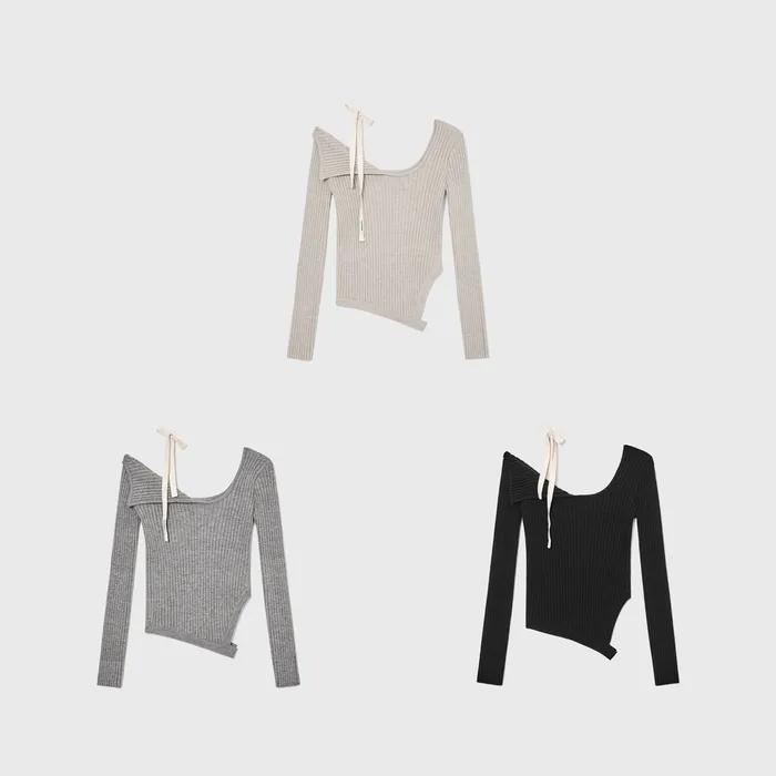 ISA ASYMMETRICAL KNIT TOP_3COLORS