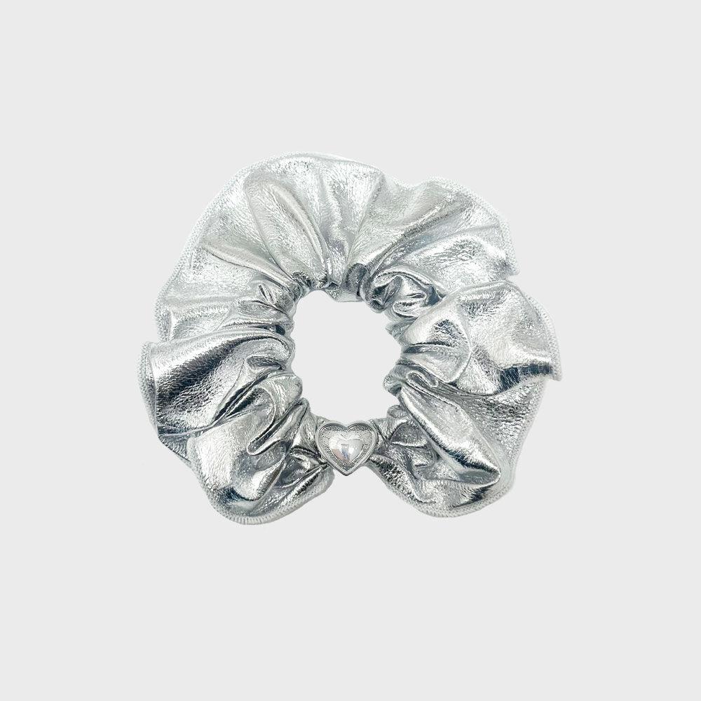 no.361 hair scrunch shine silver heart