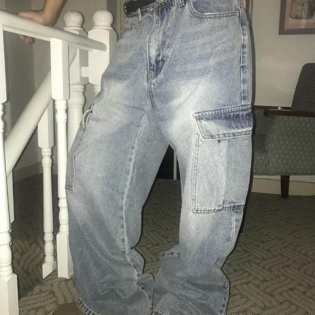 워싱 와이드 카고팬츠