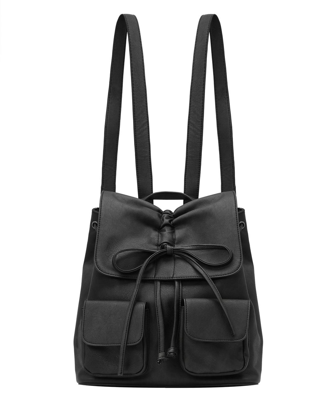 제로플래닛 9월 27일 예약배송_비건 레자 셔링 리본 백팩 [BLACK]