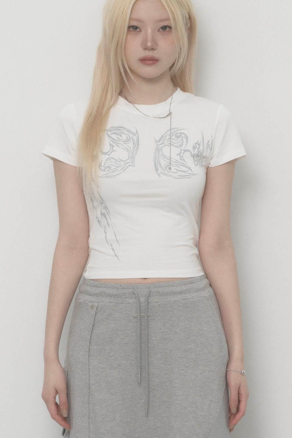 Angel Wing Printed Top (White)