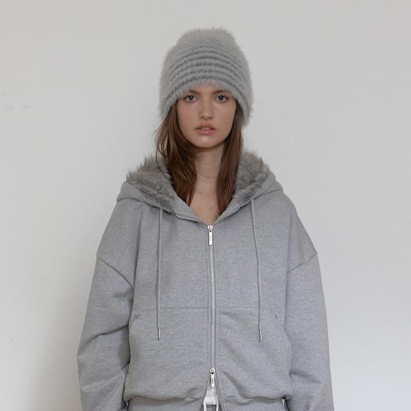 TEDDY FUR HOOD ZIP UP (MELANGE GREY) (11.21 PRE-ORDER DELIVERY)