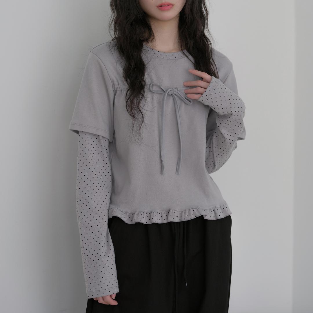 틸데서울 *추천* 밀크 프릴 배색 빈티지 티셔츠 2color