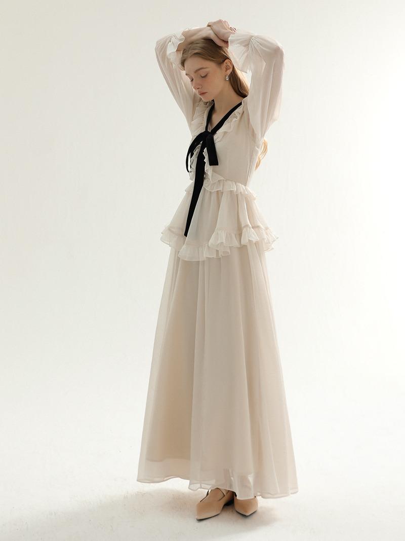 디아망 러플 롱원피스 (아이보리)