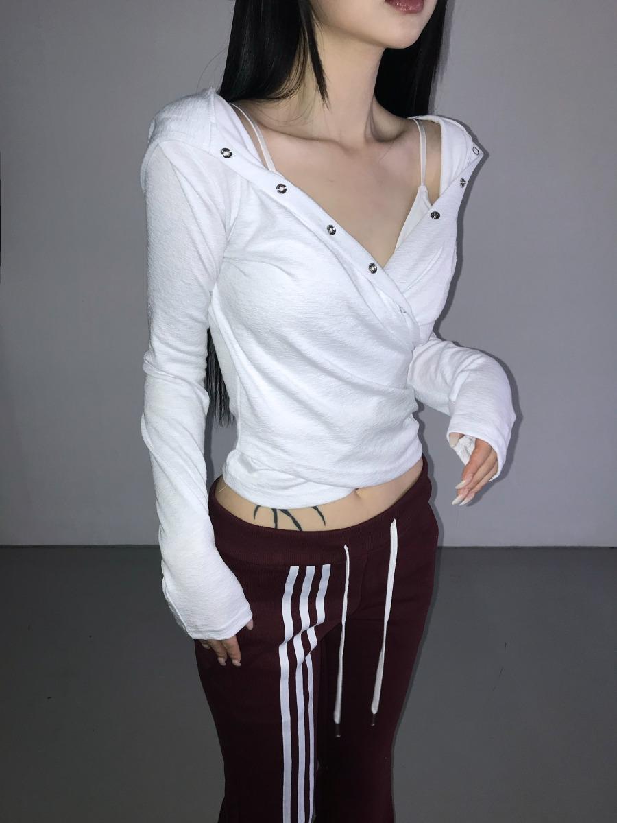 snap cross hoodie top(3 color)