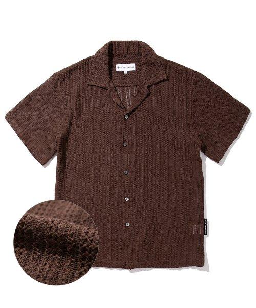 Open Collar Knit Shirt (Brown)